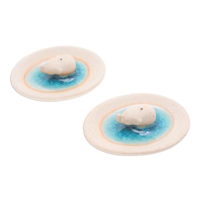 Novica Handmade Elephant World Ceramic Incense Holders (Pair)