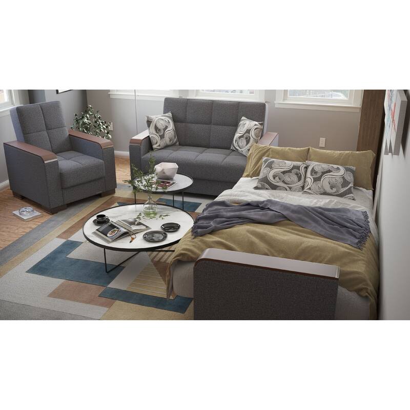 Collection Upholstered Convertible Loveseat With Storage
