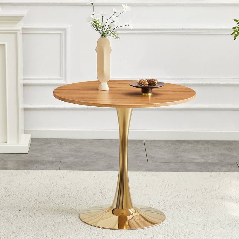 Round Thickened Table Top Coffee Table, Metal Pedestal Side Table Modern Bistro Table