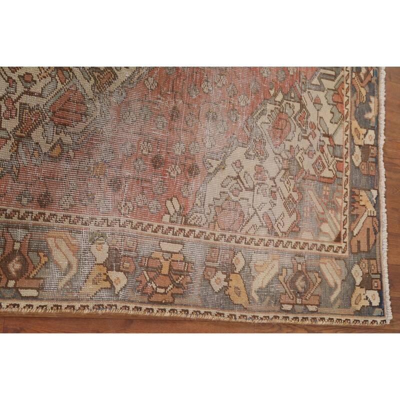 Distressed Bakhtiari Persian Antique Area Rug Hand-Knotted Wool Carpet - 4'5"x 6'9"