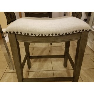 Shop The Gray Barn Arbakka Grey 24-inch Saddle Bar Stools ...
