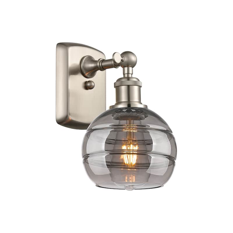 Innovations Lighting 516-1W-9-6 Rochester Sconce Rochester 9" Tall - Brushed Satin Nickel / Light Smoke