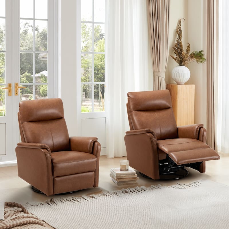 Fabric Recliner Sofa Chair - Swivel Rocking with XL Footrest - Single Seat for Living Room
