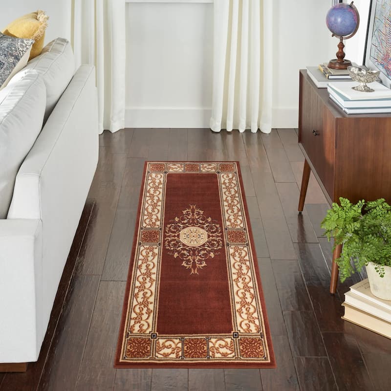 Superior Traditional Floor Decor Large Indoor Area Rug - 2' 7" x 8' - Toffee