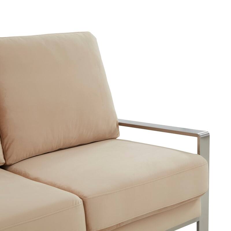 Jefferson Velvet Upholstered 3 Seater Sofa with Silver Metal Frame with Removable Cushion for Living Room, Bedroom, Office