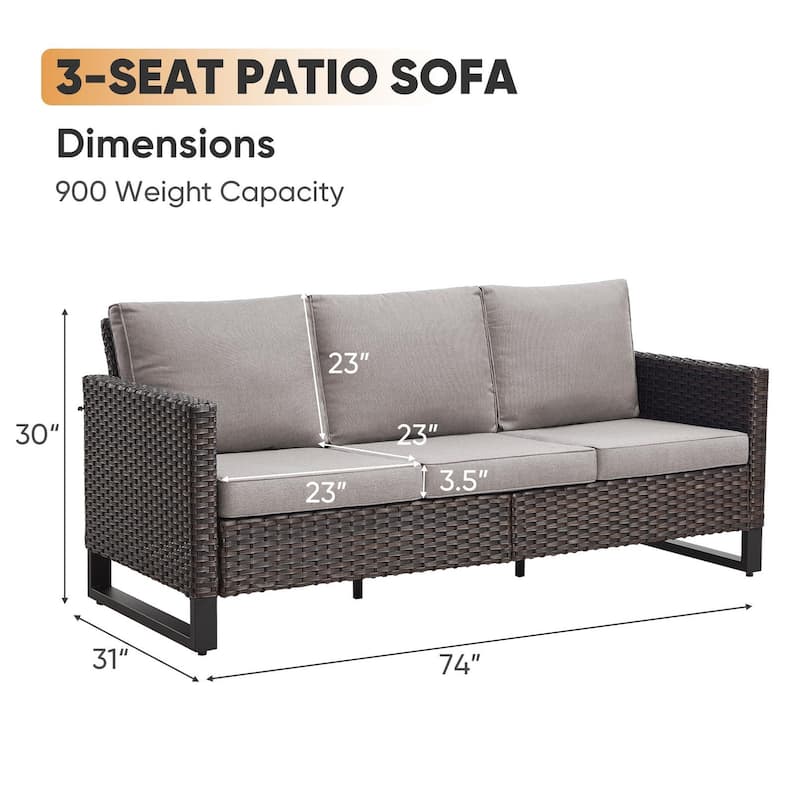 6 Piece Outdoor Sofa with Chair with Ottoman Set