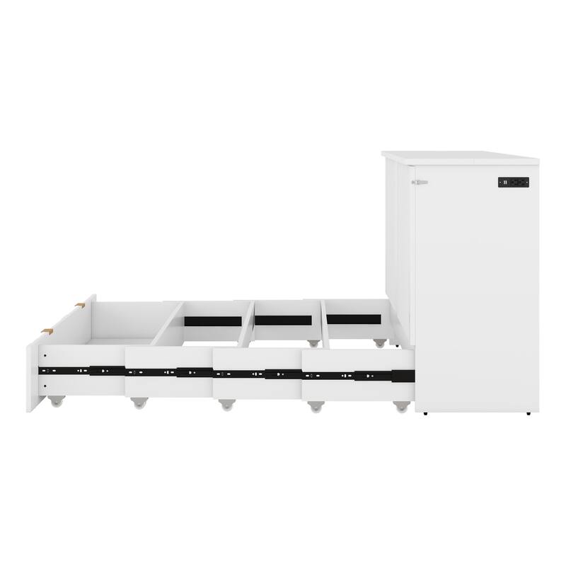 Murphy Bed Wall Bed with drawer and a set of Sockets & USB Ports, Pulley Structure Design