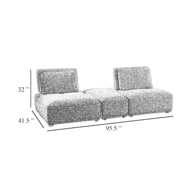 Stavan Modular Curved 2 Seat Sofa, Ottoman, Yellow Adjustable Back