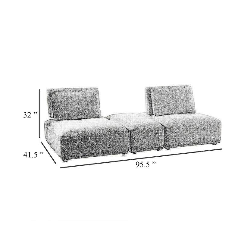 Stavan Modular Curved 2 Seat Sofa Set, White Boucle, Adjustable Backs