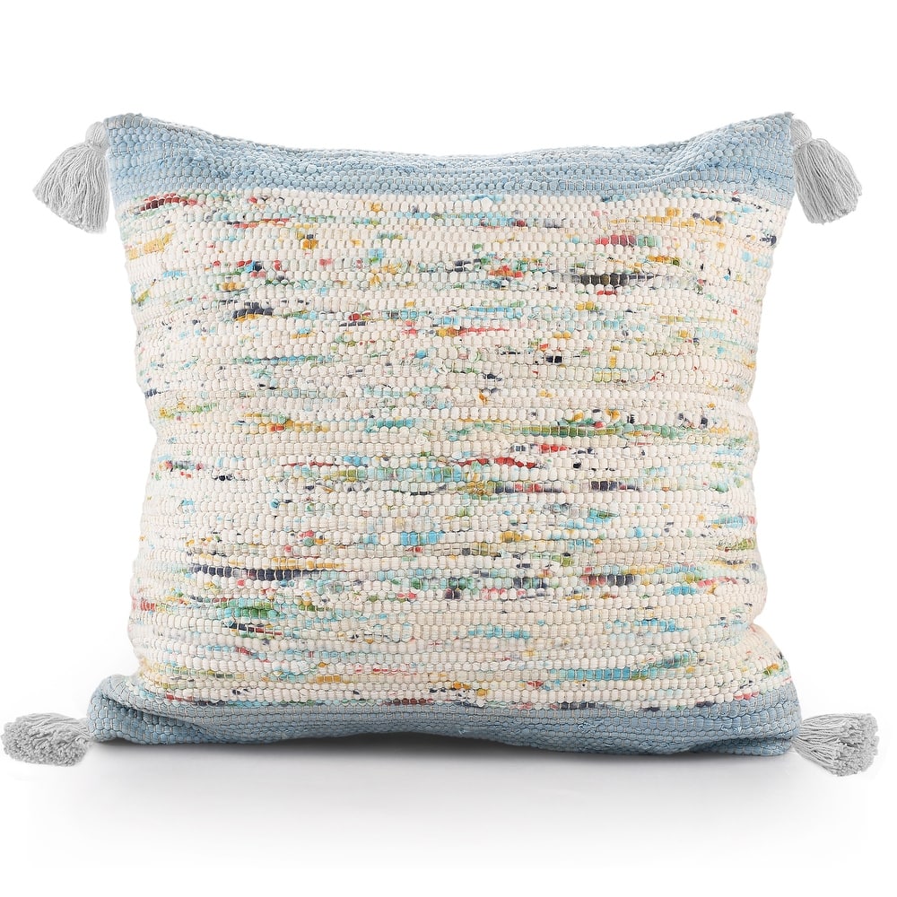 Sevita Handwoven Modern Abstract Cotton Throw Pillow, 20" x 20".
