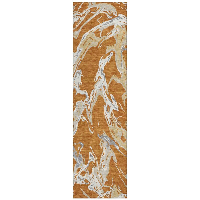 Machine Washable Indoor/ Outdoor Modern Wave Chantille Rug