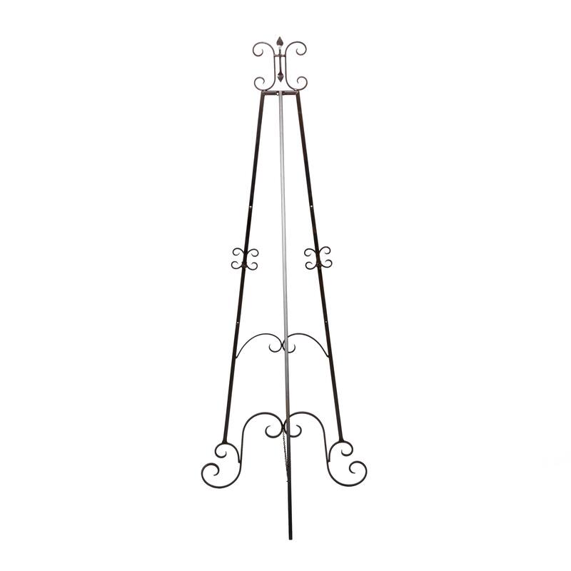 Metal Scroll Tall Adjustable Display Stand Floor 3 Tier Easel with Chain Support - Black - Roche River Decor