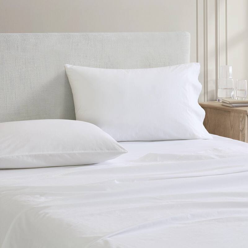 Martha Stewart Lilly Pond Leaf Embroidered Cotton Sheet Set