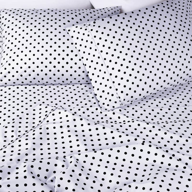 Superior Thread Count 600TC Cotton Blend Polka Dot Bed Sheet Set