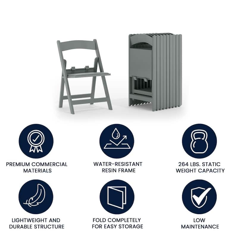 10Pk Kids Resin Folding Chair with Vinyl Padded Seat - 12.25"D x 13.25"W x 21"H