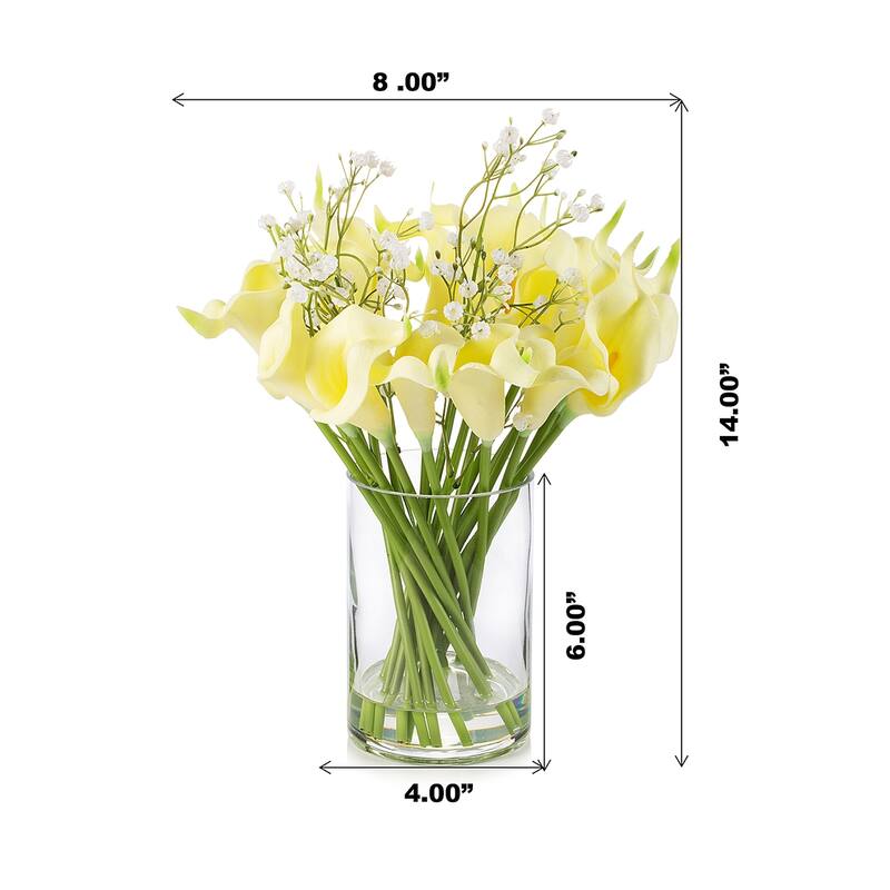 Enova Home 18 Mixed Artificial Real Touch Lily Flower Arrangement in Clear Glass Vase with Faux Water for Home Wedding