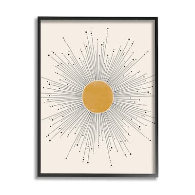 Stupell Art Deco Summer Sun Geometric Line Bursts Framed Wall Art - Yellow