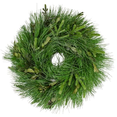 Green Swirled Christmas Wreath Embellished in Glitter 12-Inches - 12"