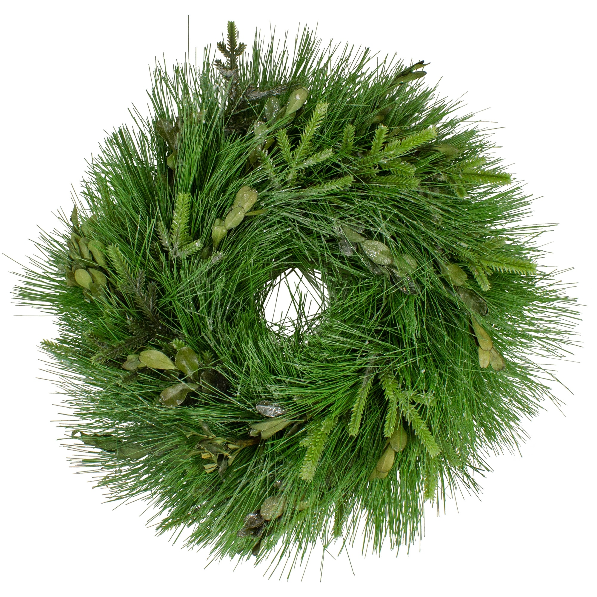 Green Swirled Christmas Wreath Embellished in Glitter 12-Inches - 12"