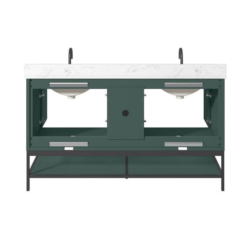 Avanity Paisley 60 in. Double Sink Vanity with Cala White Engineered Top