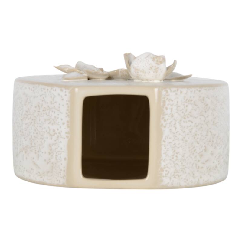 Ceramic Earthenware Textured Vase with Tapered Rim and Organic Pattern