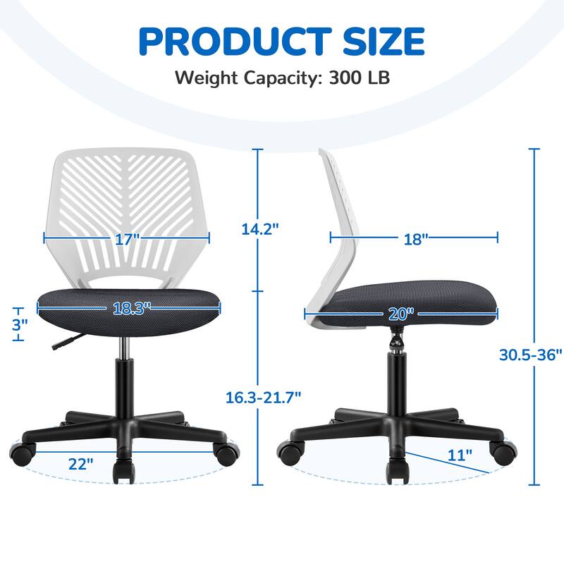 Yaheetech Adjustable Armless Office Chair Swivel Computer Study Chair