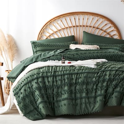 7 Pieces Tufted Boho Shabby Chic Comforter and Sheet Set