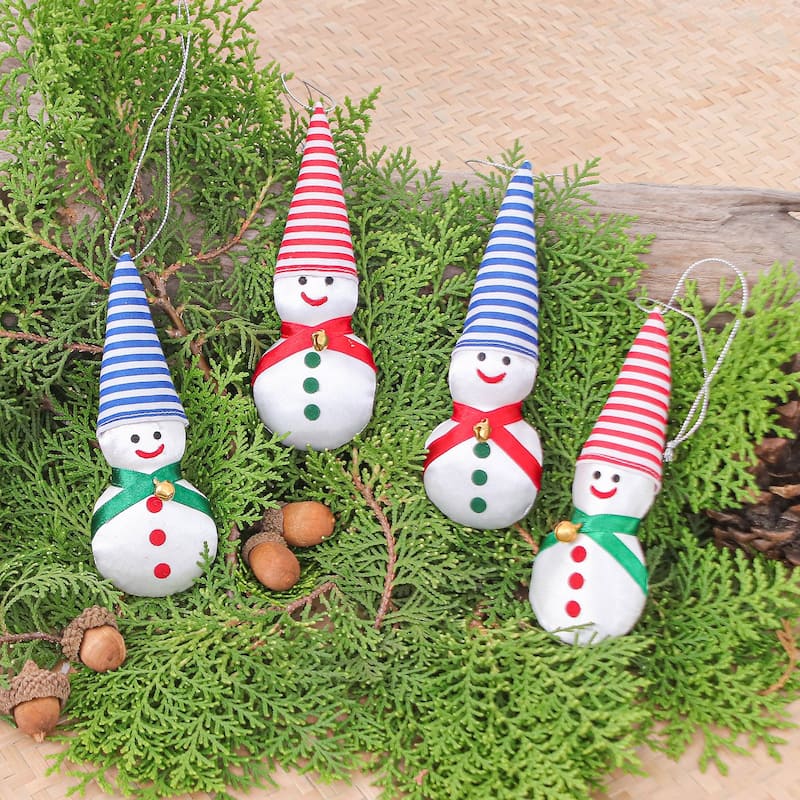 Novica Handmade Snowy Kids Satin Ornaments (Set Of 4)