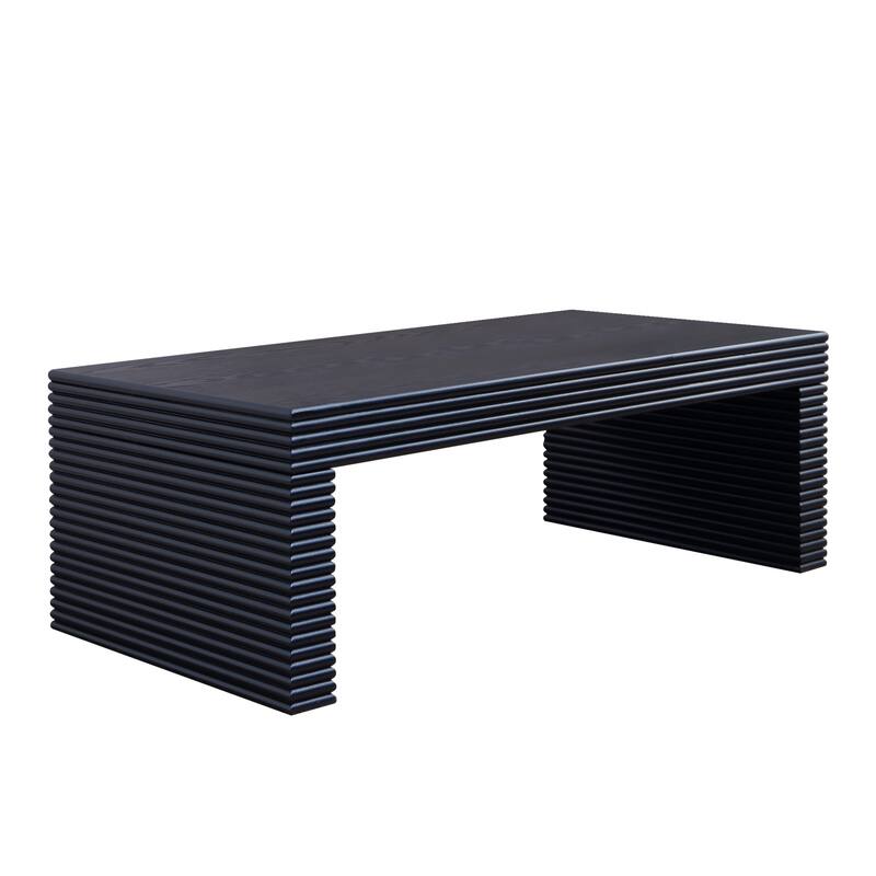 Rectangular Coffee Table with Open Storage Shelf - Black