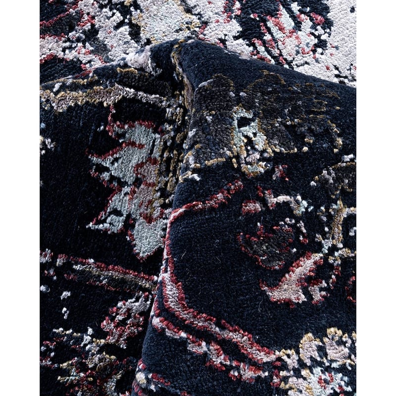 Ikat One-of-a-Kind Hand-Knotted Area Rug, Blue - 8' 0" x 9' 10"