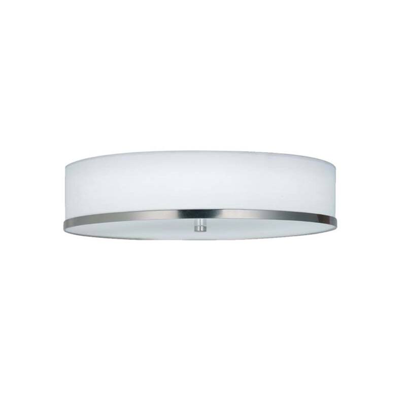 Hyde 15" LED Flush-Mount Light with White Linen Fabric Shade