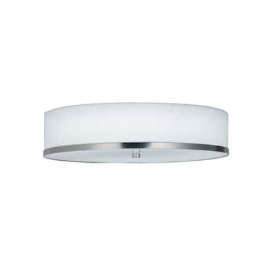 Hyde 15" LED Flush-Mount Light with White Linen Fabric Shade