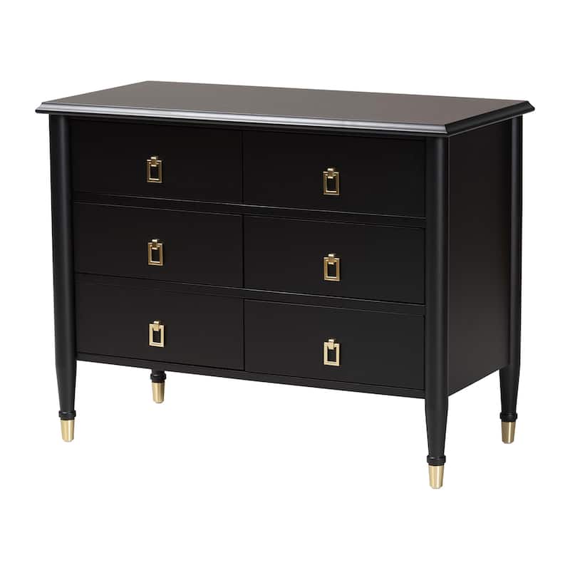 Baxton Studio Tamra Four-Poster Platform Bedroom Set - Black Wood Bed Frame with Matching Accents, Modern Transitional Furniture