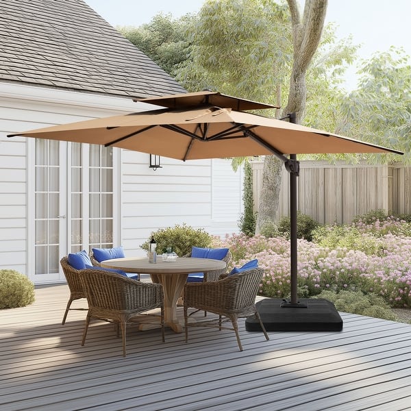 best base for 9ft patio umbrella wikiwiki Solar Led with Included, 32 LED Lights, 8 Sturdy Ribs, Fade Resistant Waterproof POLYESTER DTY Canopy Garden, Lawn, Deck, Backyard & Pool, Sky Blue western restaurant The Best Patio Umbrella Stand