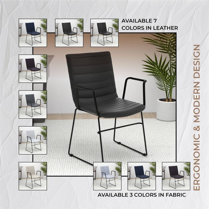 Zylar Ergonomic Guest Chair with Leather, Stainless Steel Base, High-Density Foam, Modern Design for Office or Waiting Room