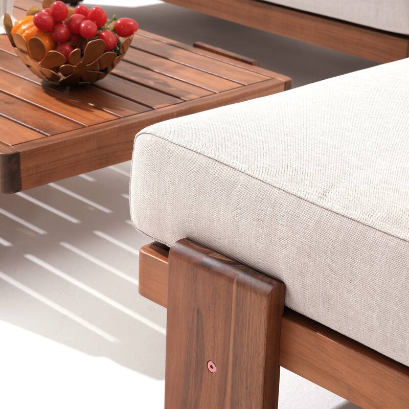 Modern Wooden Outdoor Sofa Set with Cushions