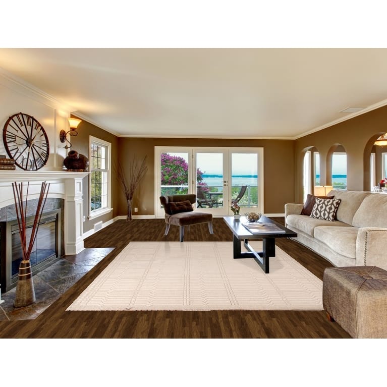 Earth Tone Moroccan Area Rug Handmade Oriental Wool Carpet - 7'11" x 10'4"