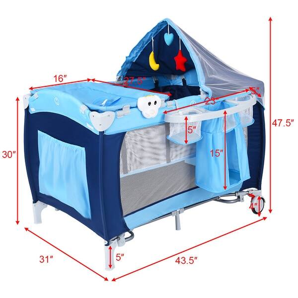 Shop Costway Foldable Baby Crib Playpen Travel Infant Bassinet Bed