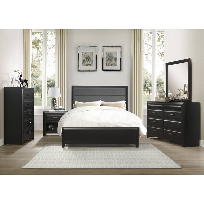 Cordelia Modern Storage Nightstand with 1 Drawer and Shelf, Espresso Finish, Black Hardware