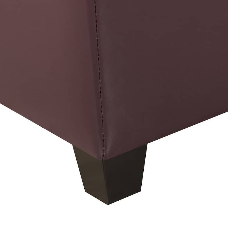 Adeco 46" Faux Leather Storage Ottoman Bench with Nailhead Trim