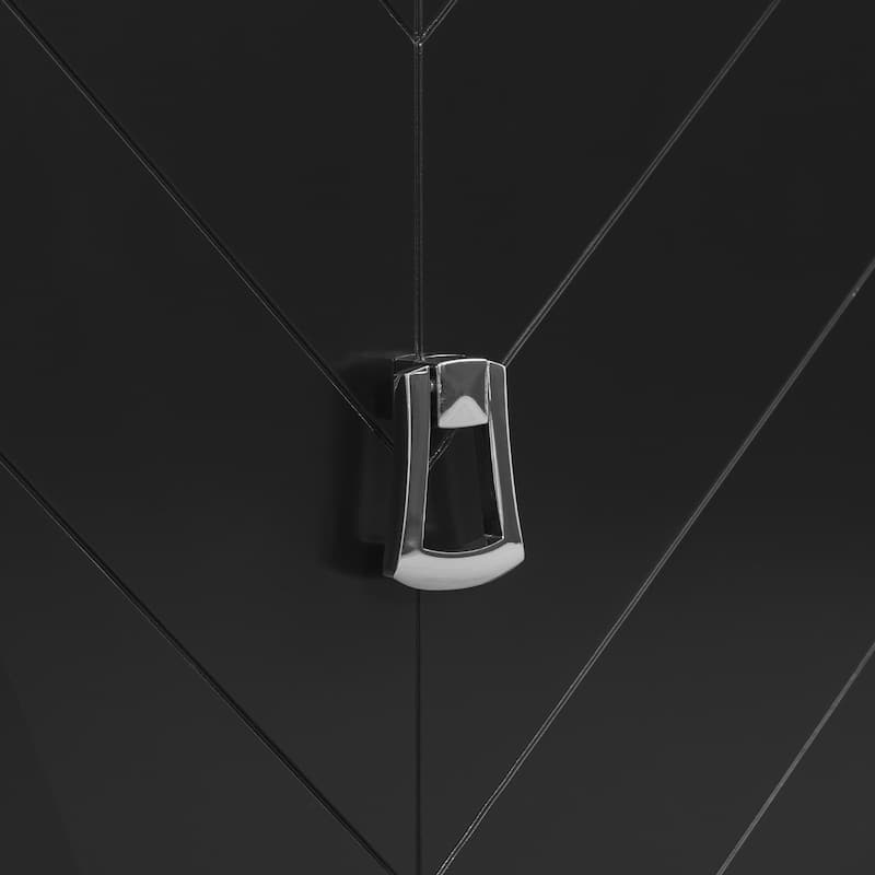 63-Inch Four-Door Sideboard - Geometric Patterned Design with Vintage Metal Handles, Narrow Entryway Table for Living Room