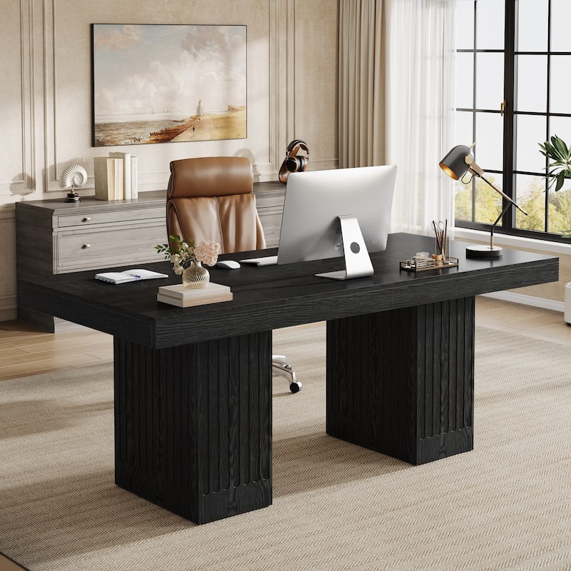63 Inch Black Executive Desk for Home Office, Modern Style - Black