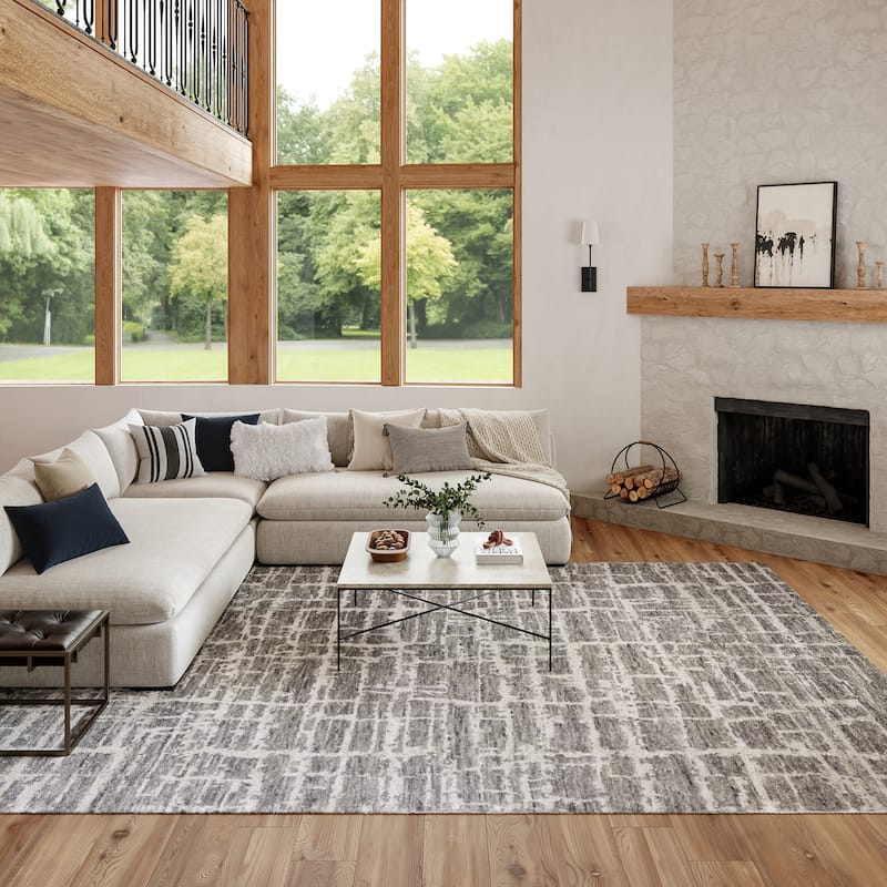 Nourison Luna Casual Abstract Area Rug - 9'9" x 13'9" - Grey Silver - Rectangle