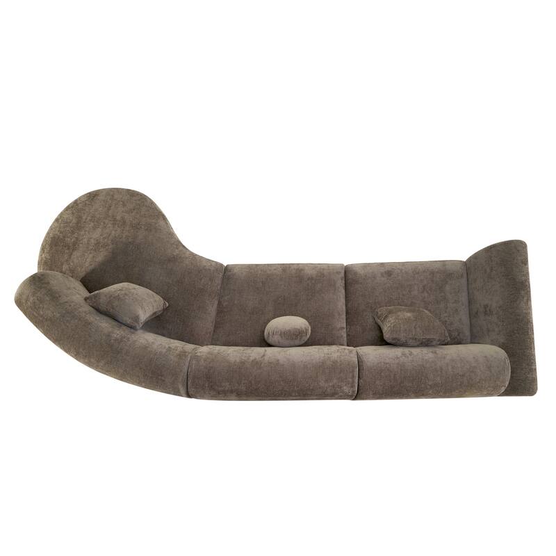 Christopher Knight Home - Curved 140" Upholstered Sectional Sofa with High-Density Fully Compressed Sponge and Chaise Lounge