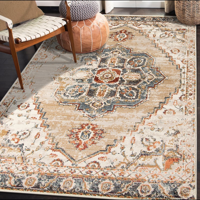 Alurea Marmet Gold Medallion Area - 7'9" x 9'9"