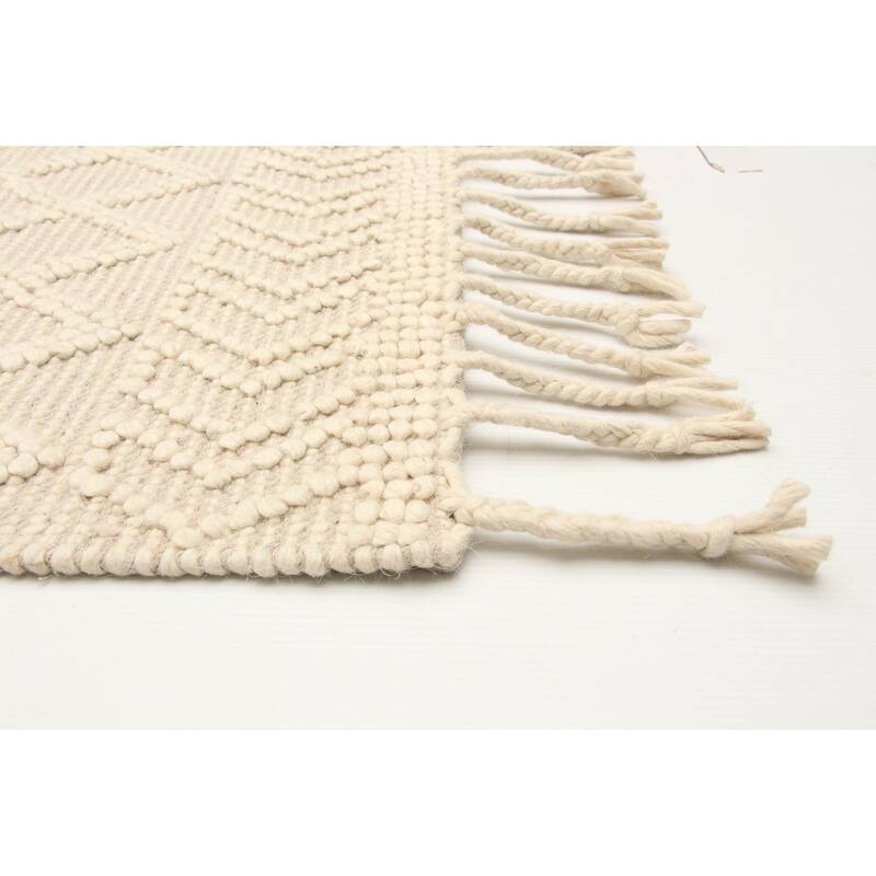 ECARPETGALLERY Braid weave Sienna Cream Wool Rug - 5'3 x 7'3