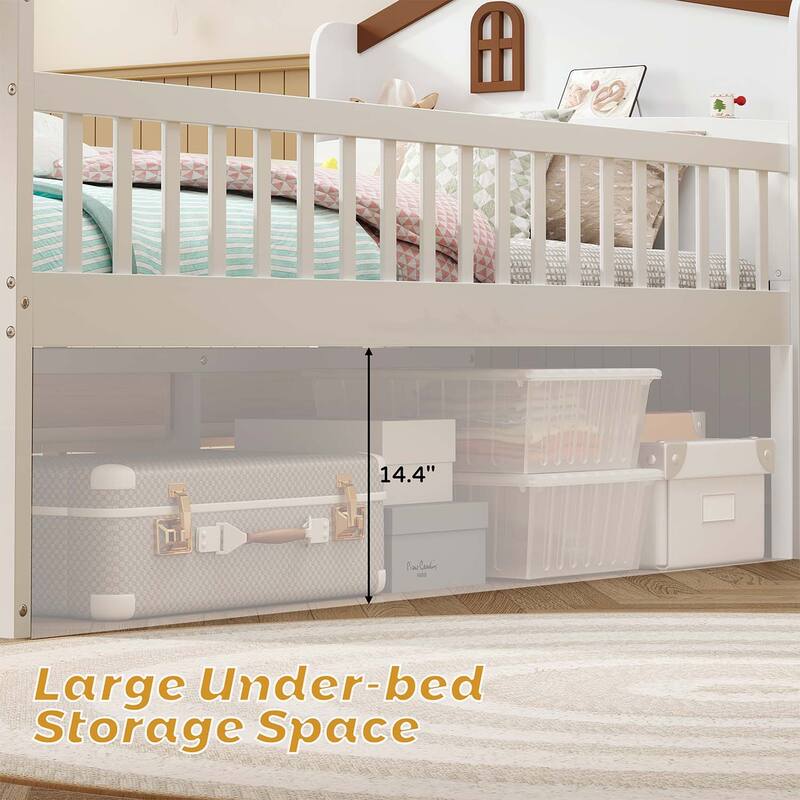 Versatile Wooden Twin Bed with Multiple Storage Options for Kids
