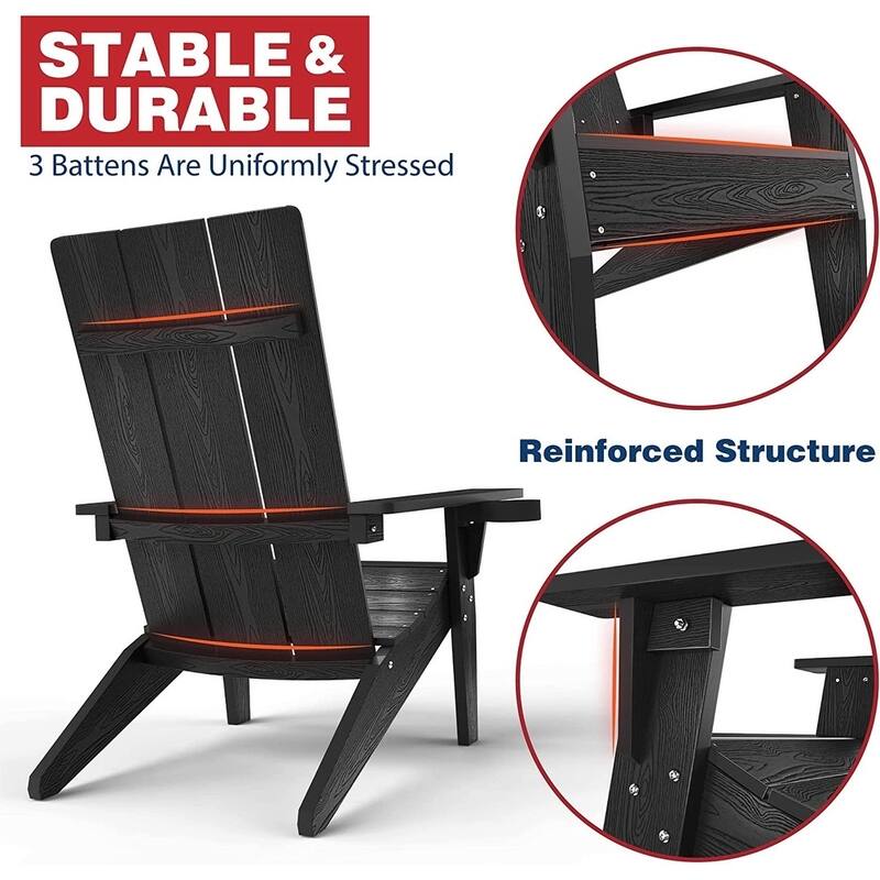 WINSOON Adirondack Chair with Cup Holder All Weather,Made Of HIPS