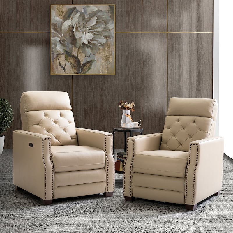 Alina 31.50"Wide Genuine Leather Power Recliner with USB Port, Set of 2