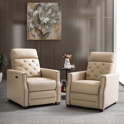 Alina 31.50"Wide Genuine Leather Power Recliner with USB Port, Set of 2